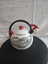 Vintage 1986 Kamenstein rooster Hen enameled  tea Bird kettle pot used Perfect picture