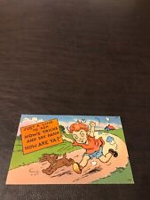 EARLY HUMOR - UNPOSTED POSTCARD - JUST A LINE TO ASK HOW'S TRICKS AND SAY AGAIN picture