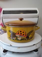 Sears Merry Mushroom 1970s Enamel Wear Dutch Oven with Lid Kitchen Cook Pot 5qt picture