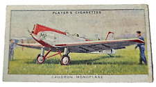 1935 JOHN PLAYER & SONS AEROPLANES (CIVIL) CIGARETTE CARD #25 CAUDRON MONOPLANE picture