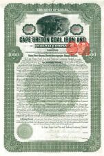 Cape Breton Coal, Iron and Railway Co. Limited - $1,000 Bond (Uncanceled) - Fore picture
