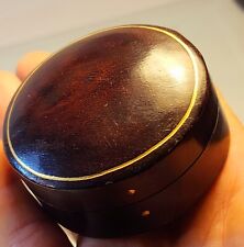 +Vintage Fine Italian Leather Small Round Jewelry Trinket Pill Box Made In Italy picture