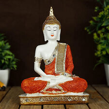 Traditional Buddha Statue color Orange & White & Glossy for Home Decor picture