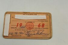 Vintage 1968 American Federation Of Musicians Membership Card Local 594 picture