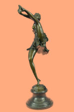 Elegant Female Nude Dancer Flapper Glamorous Bronze Marble Statue Sculpture Art picture