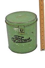  antique green kitchen tin cannister 