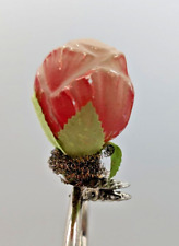Antique German Dresden Clip On Rose Blown Glass Feather Xmas Tree 1.5