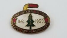 Inc. 1953 Vintage Northwestern Ontario Ladies Curling Assoc Lapel Pin Tree  E7 picture