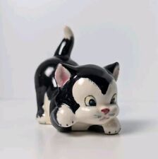 Vintage Pinocchio Figaro Cat Kitten Ceramic Figurine Playful Kitty Black & White picture