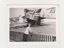 Snapshot of a Woman Trying to Save Flag of Norway Unusual 1950s Old Photo picture