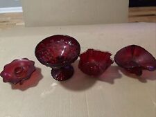 Lot of 4 Vintage Elegant Ruby Red Glass Pieces picture