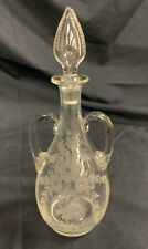 Hawkes Double Handle Perfume, Decanter, or Scent Bottle Etched Flowers Signed picture