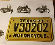 1973 TX TEXAS Motorcycle License Plate V30202 Black  NOS Harley Bike cycle 73 picture