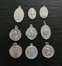 Antique French Aluminum Catholic Medals Lot, Catholic Jewelry Religious Supplies picture
