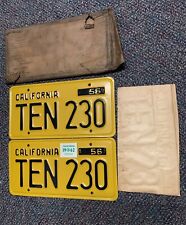 Original 1956 California Plates 1962 Reg Sticker “TEN 230” Wow Look & Read picture