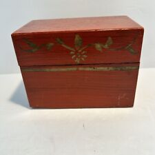 Vintage Weis Recipe Outfit Recipe Box Wooden Varnished Hinged Hand painted picture