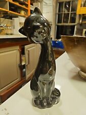 Vintage MID.CENTURY Large Black Siamese Cat Ceramic Statue Figurine 8