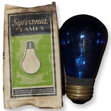 Sylvania Lamps Blue Incandescent Light Bulb f-14 Vintage W/ Box Nilco Lamp Works picture