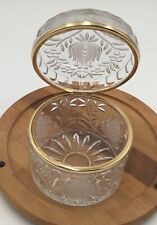 Vintage Crystal & Gold Hinged Jewelry Casket Dresser Hinged Trinket Box With  picture