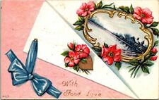VINTAGE POSTCARD WITH FOND LOVE EMBOSSED NORRIDGEWOCK MAINE 1911 {rare town} picture