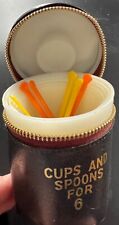 Vintage Travel Cups and Spoons for 6 Zip Vinyl Chocolate/Black Case picture