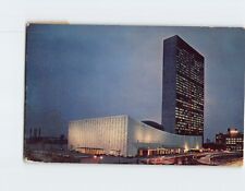 Postcard Night View United Nations Headquarters New York City New York USA picture