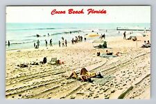 Cocoa Beach FL-Florida, Sun Bathing on Beach, Antique Vintage Postcard picture