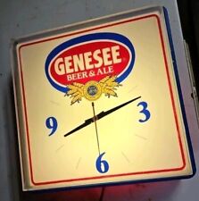 Vtg Genesse Beer & Ale Lighted Clock Sign brewiania Bar 16