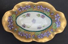 Richard Ginori  Hand Painted Trinket Dish Floral pattern, Gold Signed 7.25