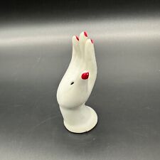 Vintage Hand Figurine Red Nails Miniature Ceramic Kitschy 1950s Vanity Decor picture