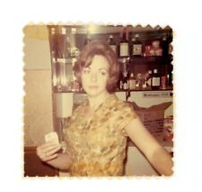 Beautiful stylish lady in bar    Vintage found snapshot color Photo picture