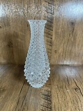 ❄️VINTAGE 6”  Vase  Intricate Cut Flower Rose Bud Glass Spiky Pattern picture