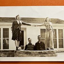 VINTAGE PHOTO 1940s Friends Palling Around Silly Antics Original Snapshot picture