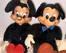 Vintg. Disney Mickey&Minnie Mouse Rubber Face Stuffed Animal Plush Doll Applause picture