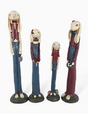 Vintage TNT Bunny Rabbit Family Pencil Skinny Thin Resin Figurines - Set Of 4 picture