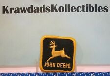 VTG JOHN DEERE HAT PATCH ~2 INCHES SQUARE GOLD ON BLACK OLD SCHOOL FARM WEAR picture