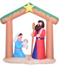 Fraser Hill Farm 7ft Wide Lit Inflatable Nativity Scene with Mary, Joseph, Jesus picture
