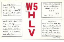 QSL 1938 Coleman Texas   radio  card picture