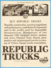 1920 Republic Motor Truck Company Alma MI Michigan Oil Yellow Chassis trucks ad picture