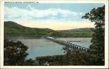 Rockville Bridge ~ Harrisburg Pennsylvania PA ~ 1920s vintage aerial postcard picture