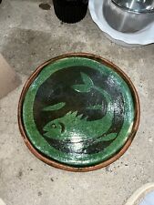 Patamban Michoacan 11” Green Wale Red Ware Pottery Mexican Folk Art Wall picture