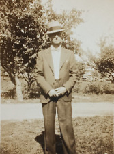 c.1930's Suited Dirt Road Fedora Man Fashion Vintage Photograph picture