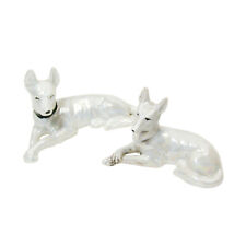1950s Vintage Iridescent White Pet Dog Pup Figurines Lusterware Porcelain Animal picture