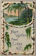 Vintage 1912 COLFAX, North Dakota Embossed Greetings Postcard / Lake Scene picture