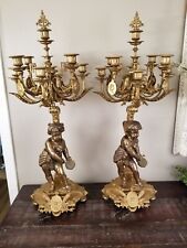 Pair of Large Brass Cherub Nine Light Candelabras * Late 19th Century picture