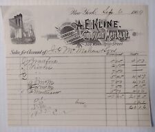 1909 A. E. Kline Commission Merchant Billhead Receipt New York picture
