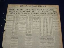 1922 NOVEMBER 8 NEW YORK TIMES - SMITH SWEEPS STATE, WINS BY 375,000 - NT 8421 picture