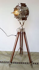 Nautical Hollywood Studio Searchlight Spotlight Lamp With Wooden Heavy Tripod  picture