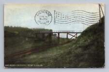 Railroad Crossing ELMA Iowa ~ Antique Howard County Train Postcard 1910 picture