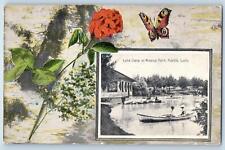c1910's Lake Clara In Mineral Park Butterfly & Flower Pueblo Colorado Postcard picture